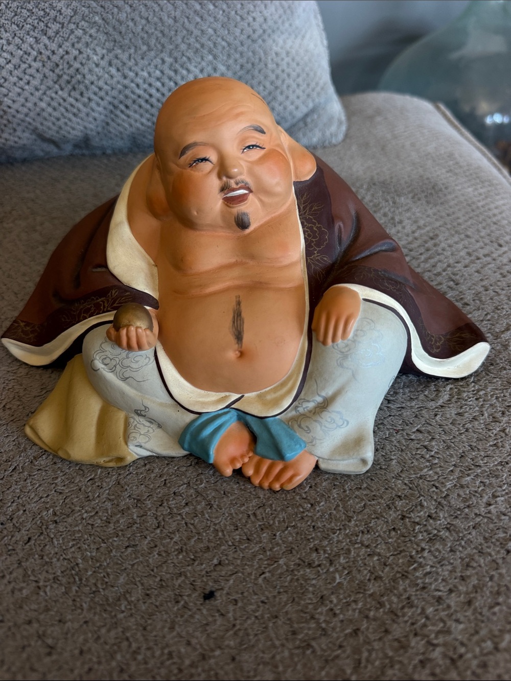 Hand-Painted Hakata Urasaki good luck Buddha Figurine